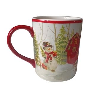 Holly Hill Snowman winter scene coffee/tea mug cup